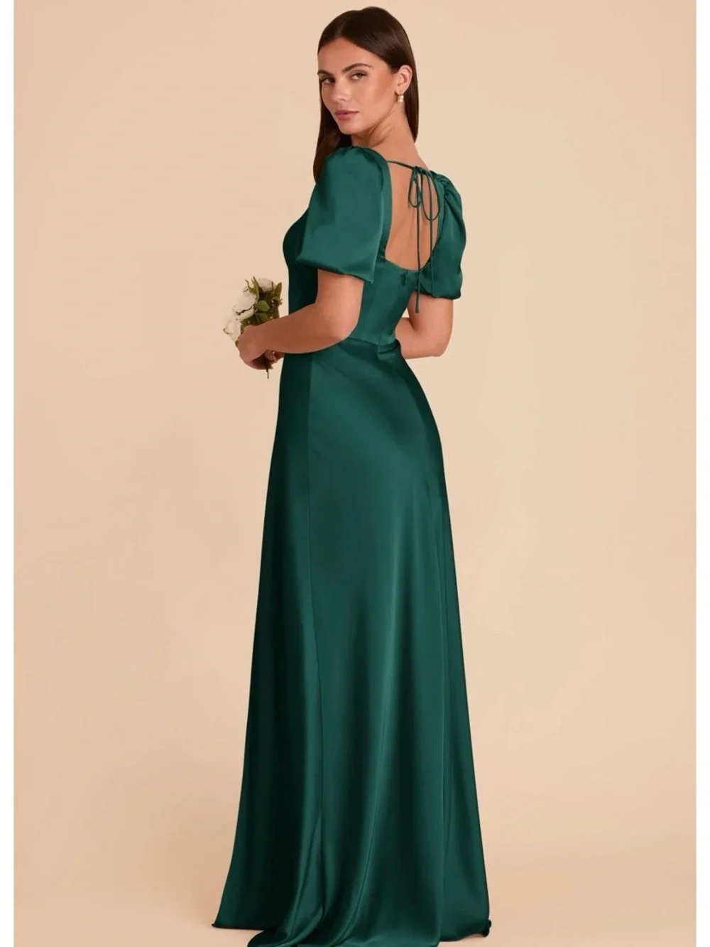 NWT Birdie Grey Judy Dress Matte Satin Emerald Size L - Picture 2 of 4